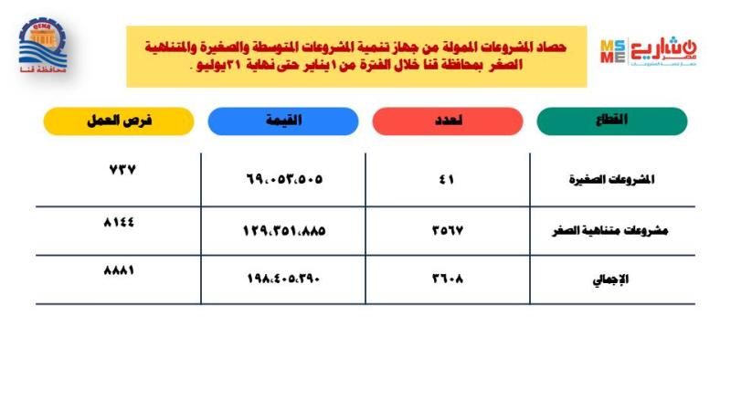 198مليون جنيه لتمويل المشروعات الصغيرة ومتناهية الصغر خلال العام الحالي بقنا